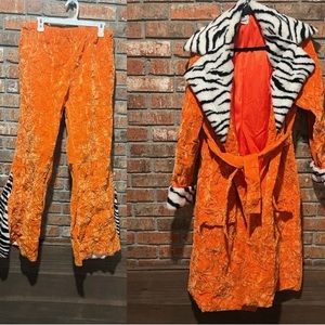 HALLOWEEN PIMP COSTUME orange/ zebra striped. One size fits most.